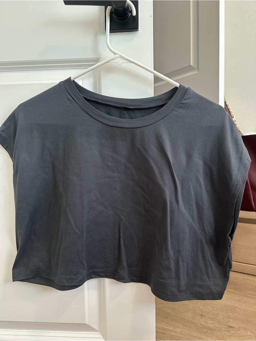 Grey Cropped Boxy Crewneck T-Shirt